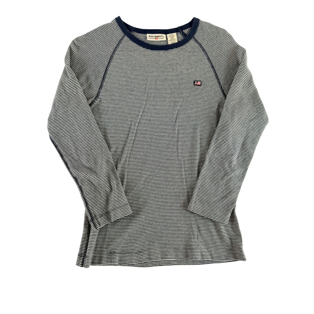 Polo Jeans Co Ralph Lauren Striped Shirt Womens Medium Long Sleeve Raglan Cotton